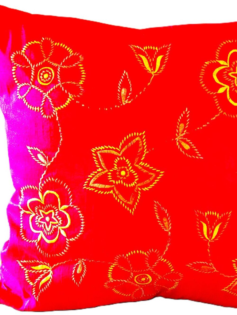 Embroidered Rose & taupe floral embroidery pillow Ikea, pink & tan decorative pi